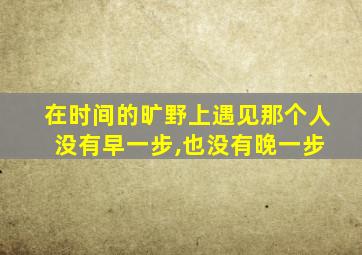 在时间的旷野上遇见那个人 没有早一步,也没有晚一步